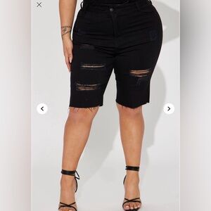Fashion Nova Black Ripped Jean Shorts